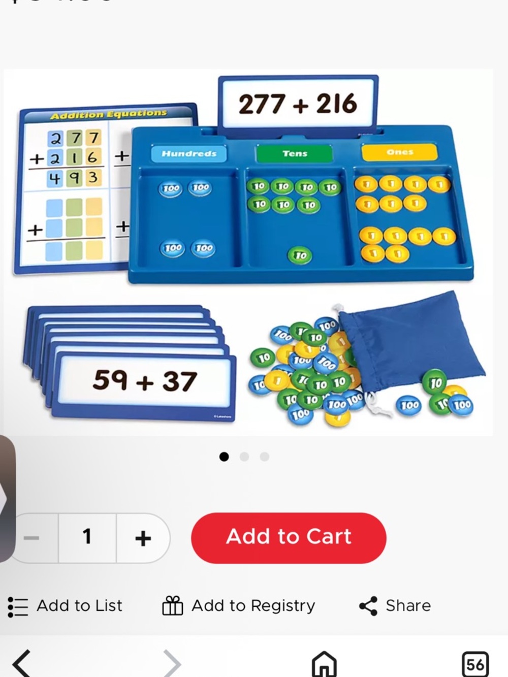 Lakeshore Hands-On Addition Regrouping Kit